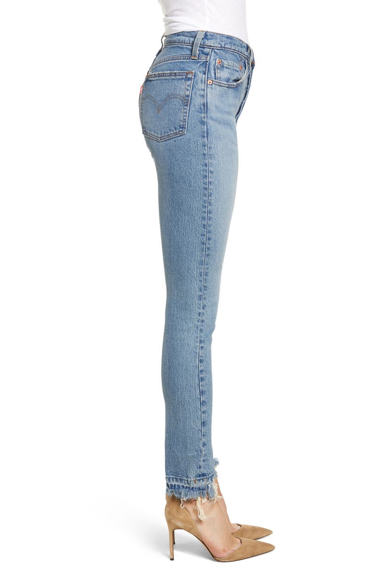Levi's® 501® High Waist Nibbled Hem Skinny Jeans, Alternate, color, BLUE MARK