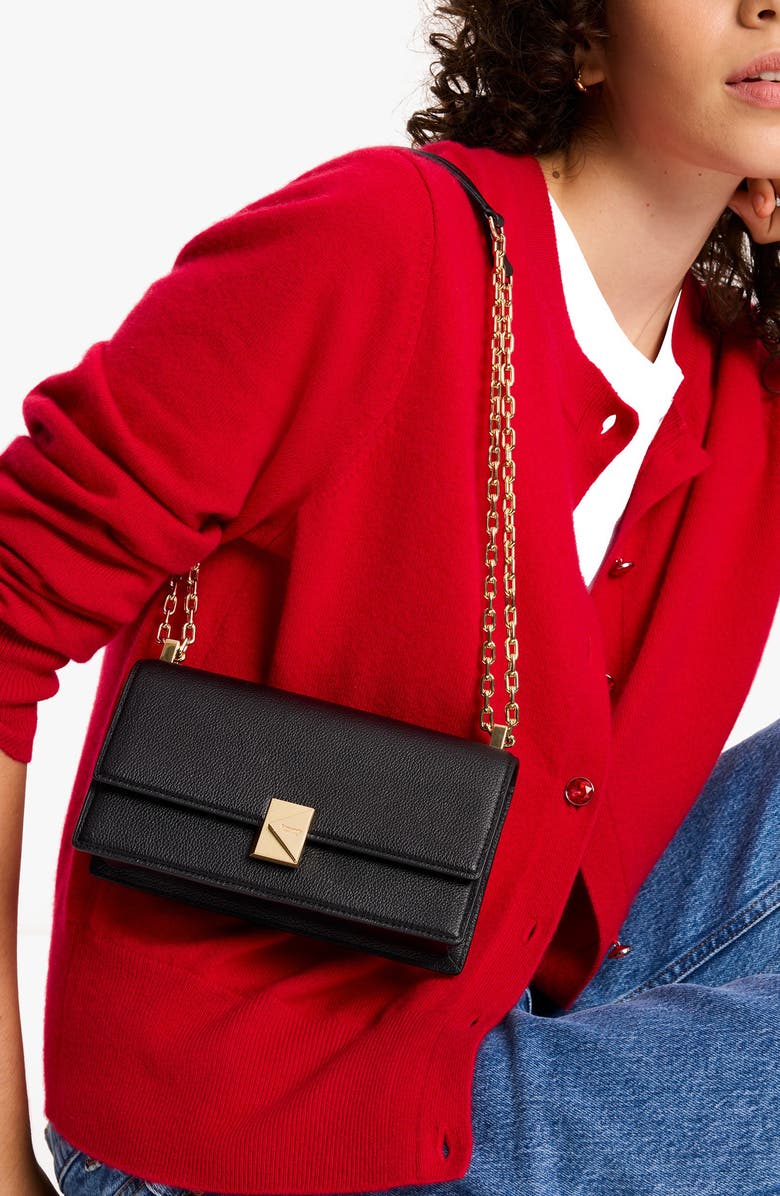 Kate Spade New York deco pebble leather convertible crossbody bag, Alternate, color, Black