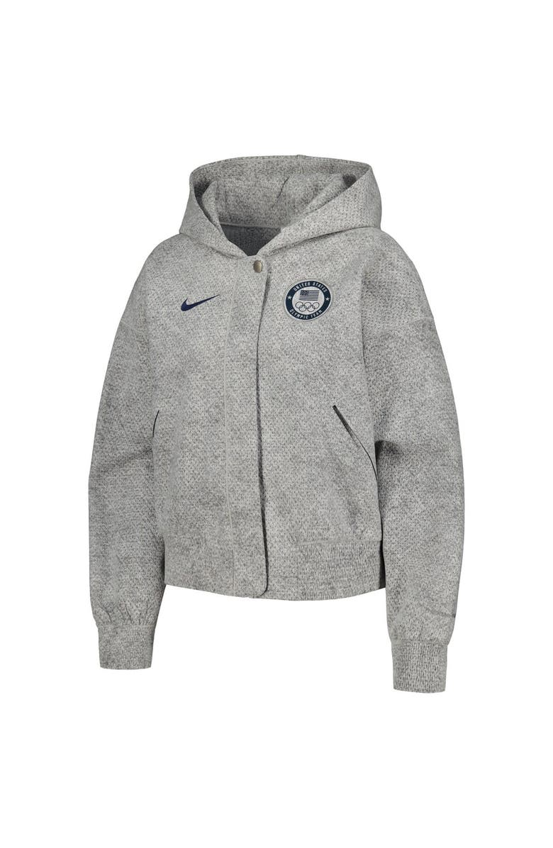 Nike Women's Nike Gray Team USA Media Day Oversized Cropped Hoodie Performance Full-Zip Jacket, Alternate, color, Gray