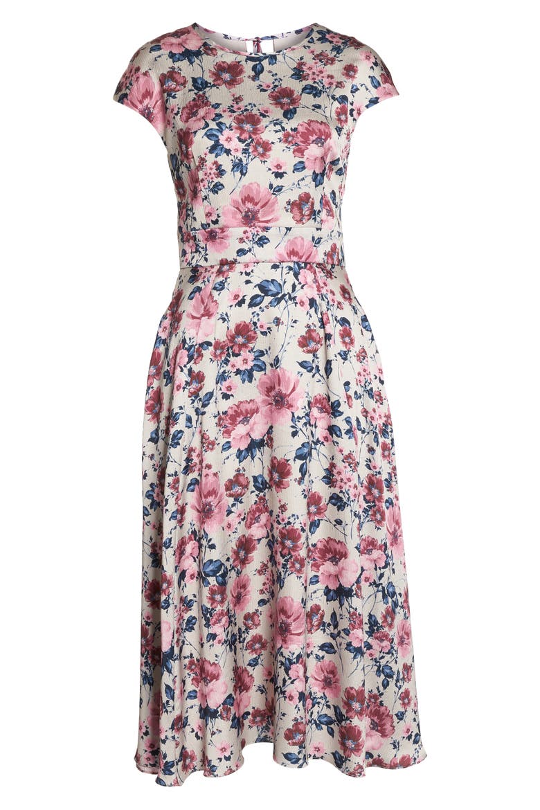 Julia Seersucker Midi Dress, Alternate, color, BEIGE/ PINK