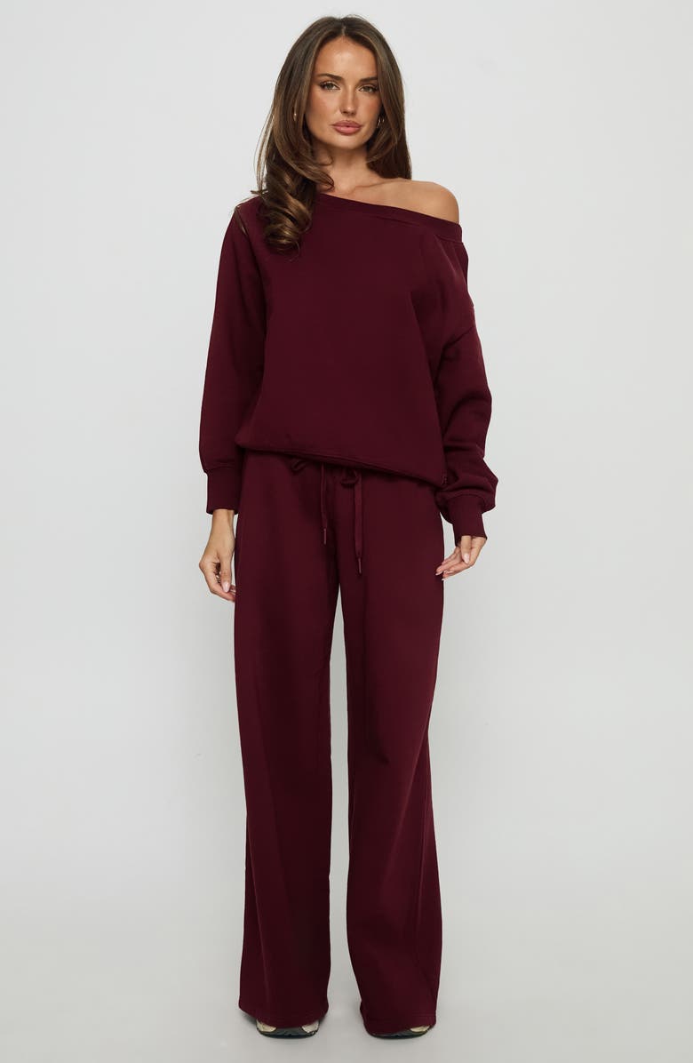 Princess Polly Dodie Wide Leg Sweatpants, Alternate, color, Washed Currant