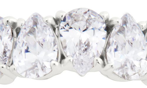 Sterling Forever Janis Pear Cubic Zirconia Eternity Band Ring In Silver