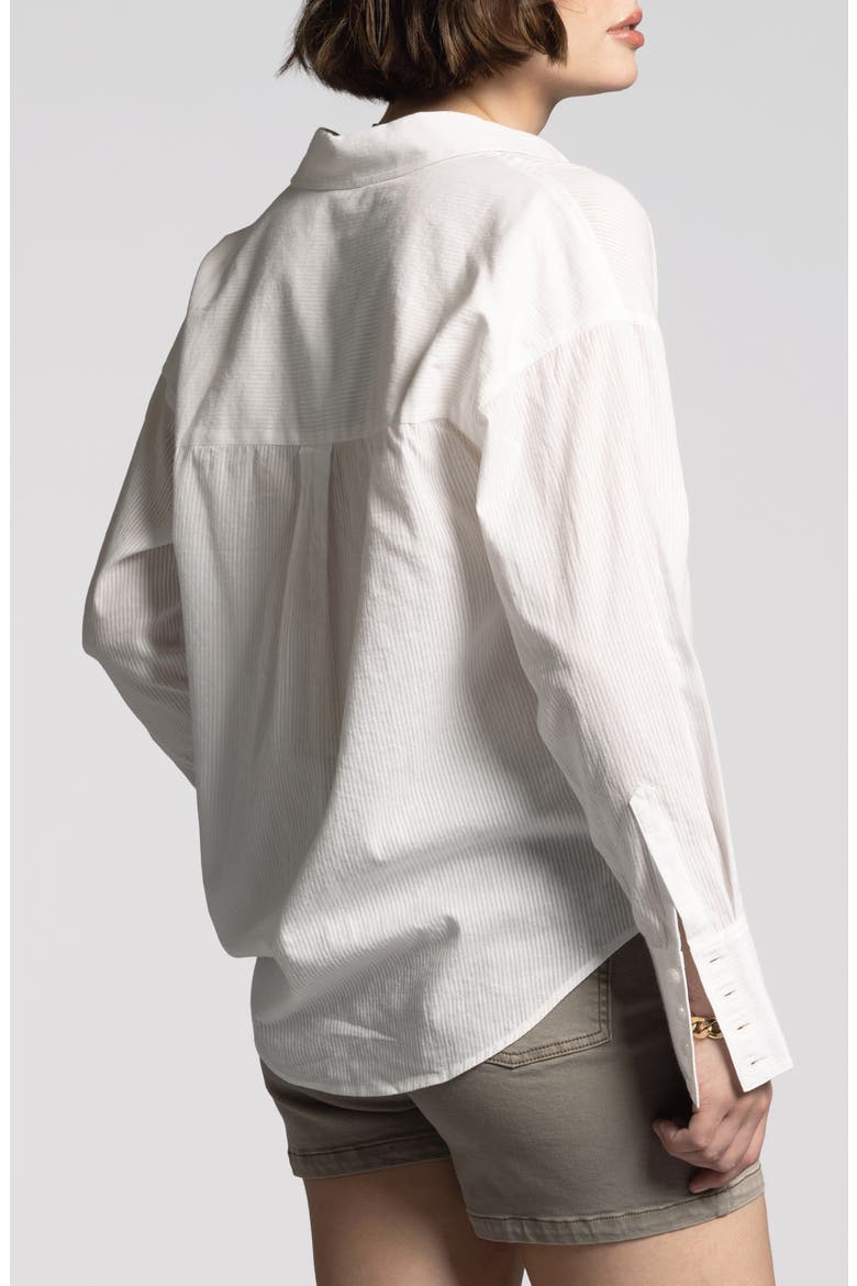 Maxime Stripe Button-Up Shirt, Alternate, color, BLANC