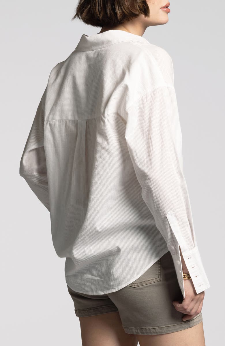 WEEKEND LOS ANGELES Maxime Stripe Button-Up Shirt, Alternate, color, Blanc