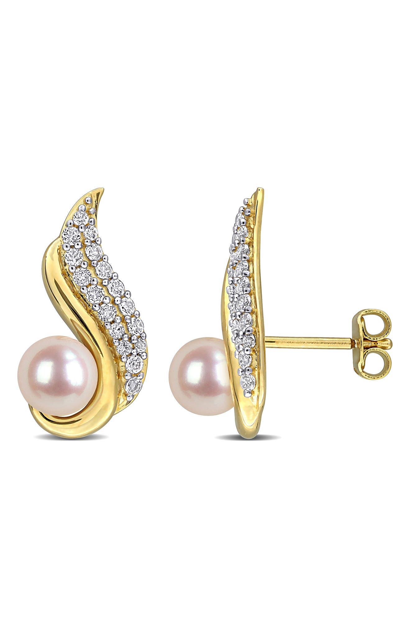 DELMAR 6-6.5mm Cultured Freshwater Pearl Stud Earrings