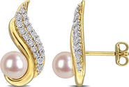 DELMAR 6-6.5mm Cultured Freshwater Pearl Stud Earrings