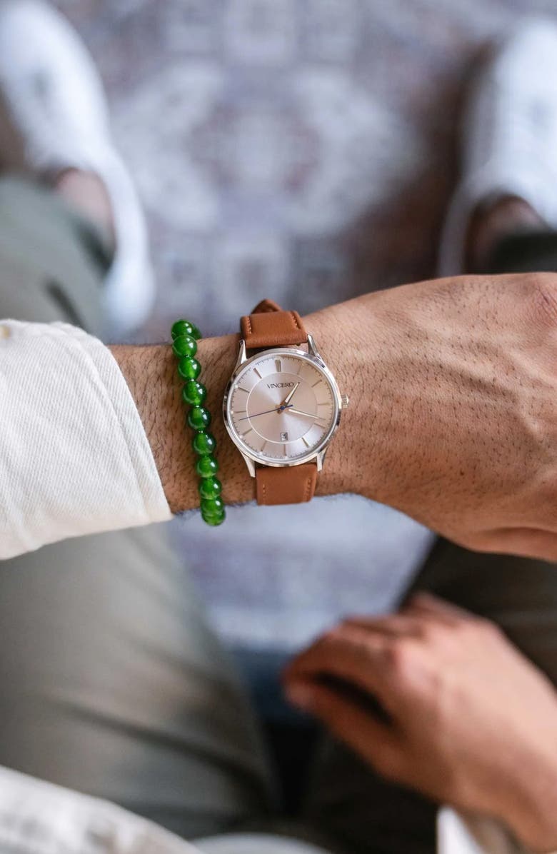 Vincero Men's Green Onyx Beaded Bracelet, Alternate, color, Green Onyx