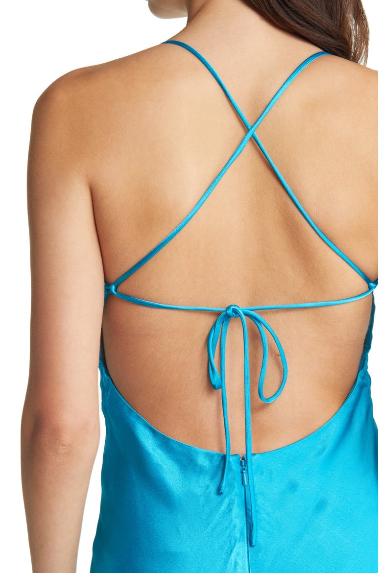 Madelyn Charmeuse Midi Slipdress, Alternate, color, MARINE