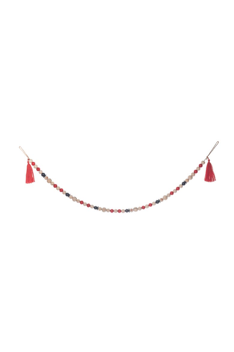 Multicolor Wood Bead Snowman Garland Festive Christmas Decor, Main, color, Multicolored