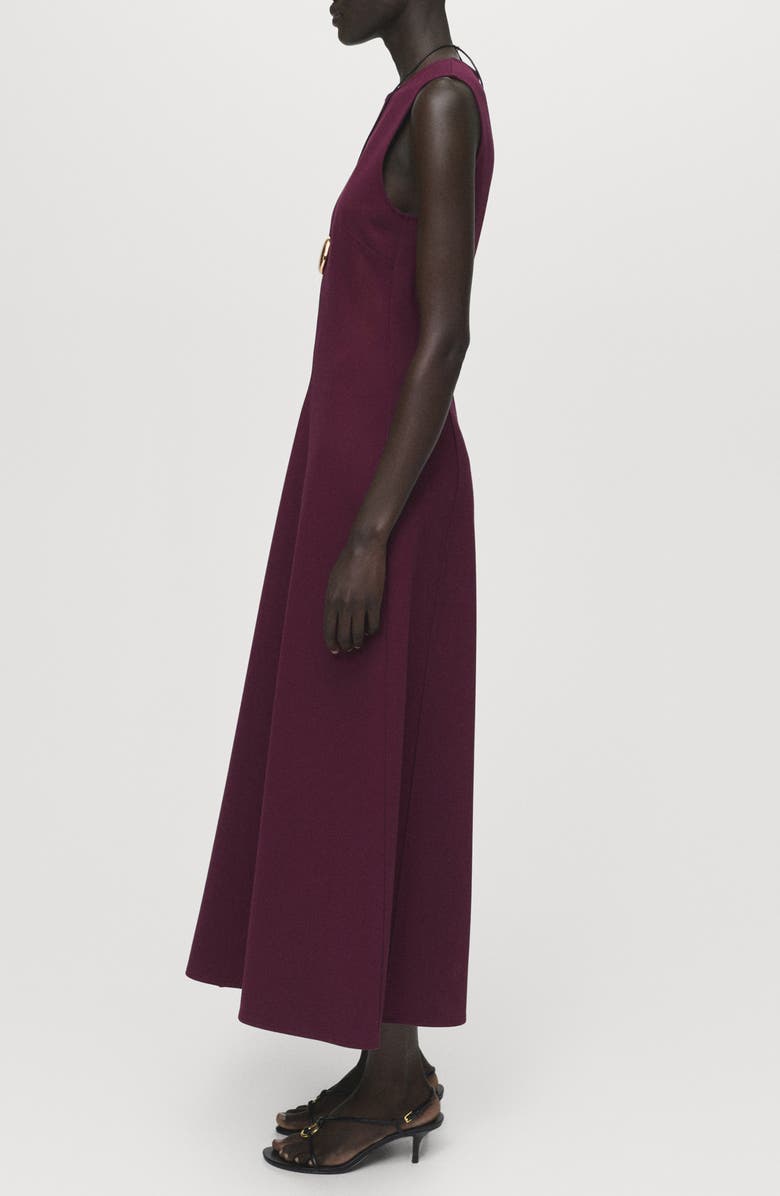 MANGO Sleeveless Flared Dress, Alternate, color, Burgundy