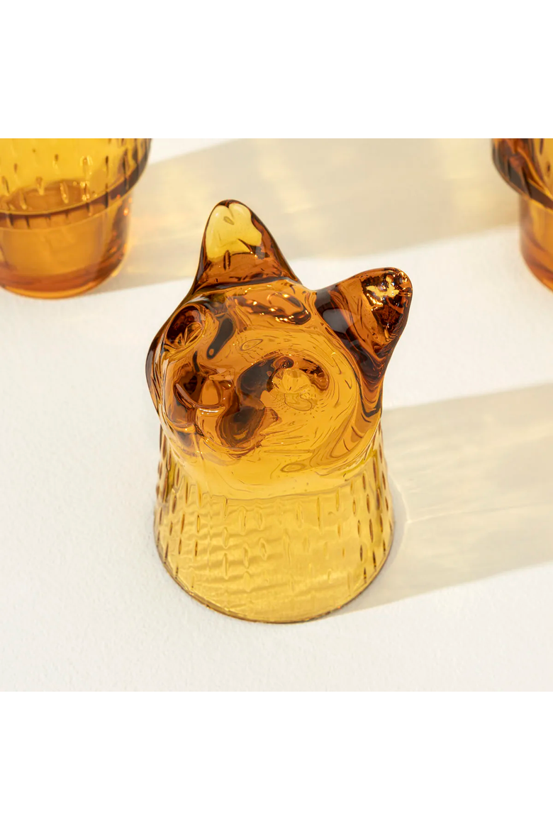 Amber Cat Stacking Glass Set by DOIY, Alternate, color, Amber