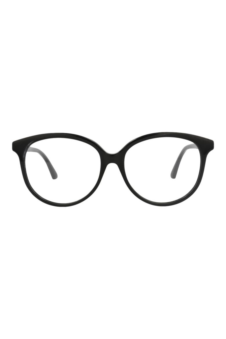 55mm Oval Optical Glasses, Main, color, BLACK BLACK TRANSPARENT