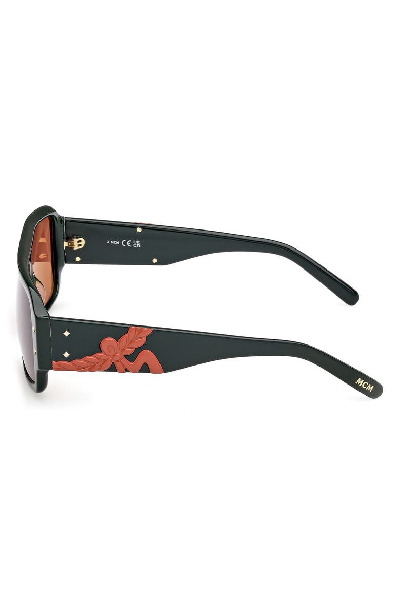MCM 55mm Polarized Navigator Sunglasses, Alternate, color, Shiny Dark Green / Roviex