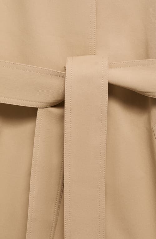Mango Belted Water Repellent Long Trench Coat In Brown