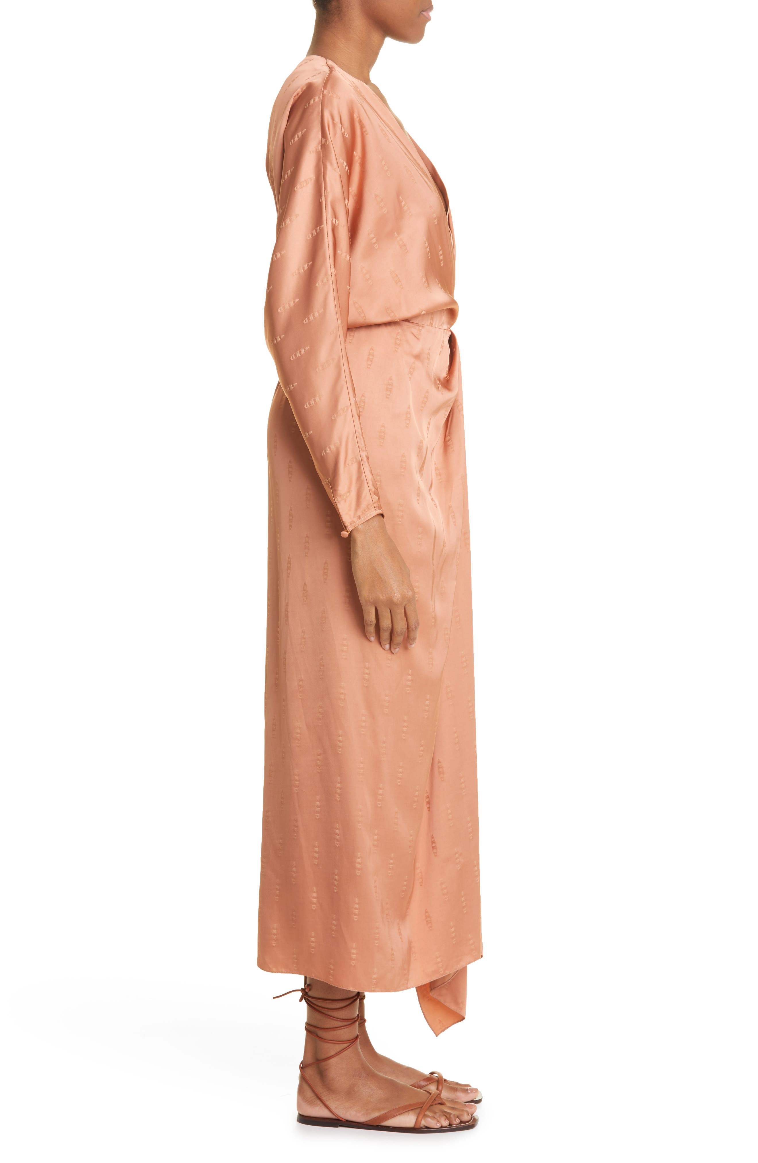Johanna Ortiz Barnacle Jacquard Long Sleeve Satin Wrap Dress (Women ...