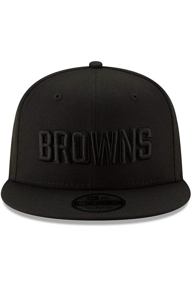 Men's New Era Black Cleveland Browns Black On Black 9FIFTY Adjustable Hat, Alternate, color, BLACK