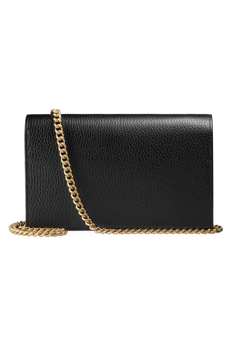Petite Leather Wallet on a Chain, Alternate, color, NERO