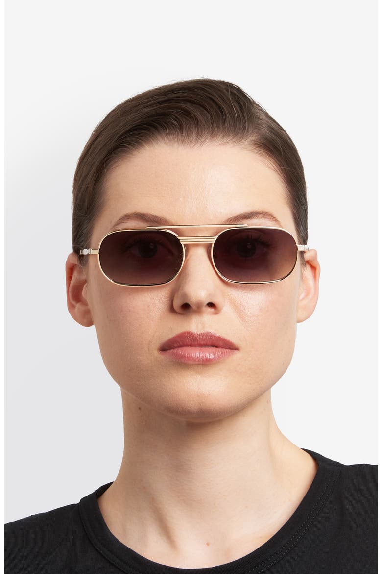 56mm Oval Sunglasses, Alternate, color, ROSE GOLD/ GREEN SHADED