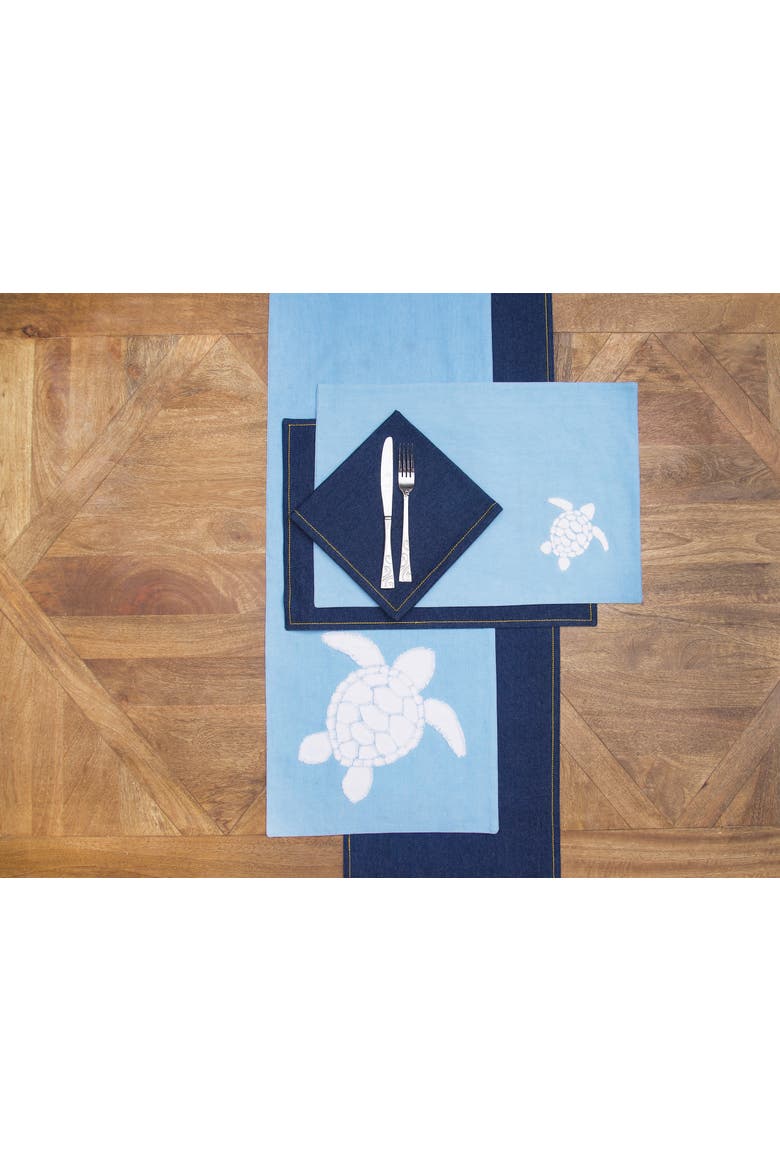 Blue Turtle Chilling 100% Cotton Set of 6 Placemats 14" x 20", Alternate, color, White