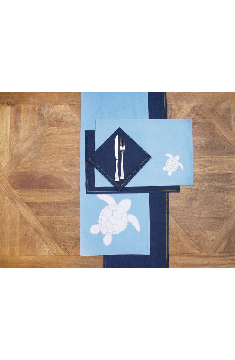 C&F Home Blue Turtle Chilling 100% Cotton Set of 6 Placemats 14" x 20", Alternate, color, White