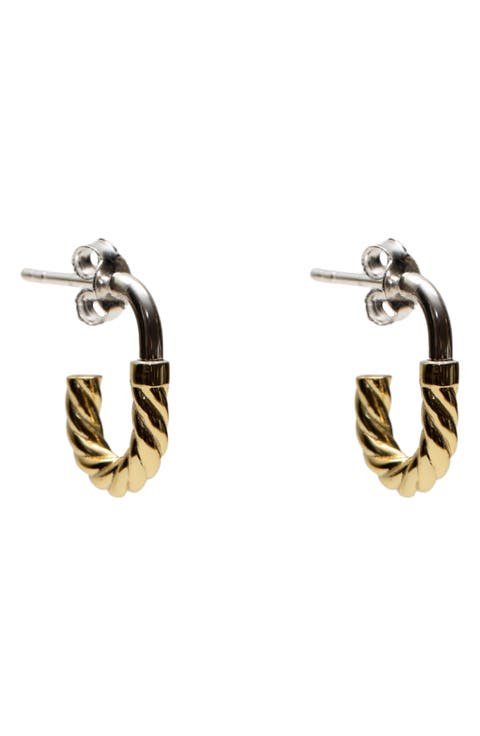 Small Textured J-Shaped Hoop Earrings