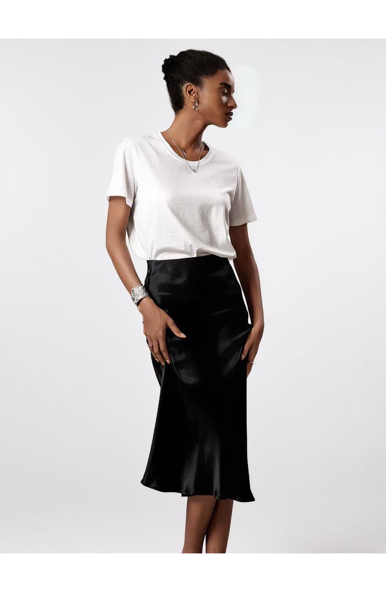 SILKSILKY 19Momme Mulberry Silk Stretch Long Straight Skirt, Alternate, color, 