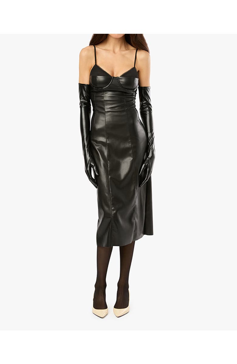 WeWoreWhat Vegan Leather Fitted Corset Dress, Main, color,