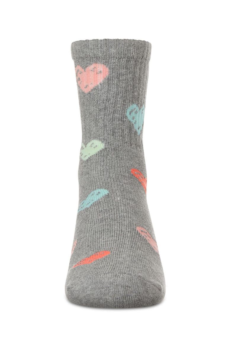 Ribbed Graffiti Heart Crew Sock, Alternate, color, Med Gray Heather