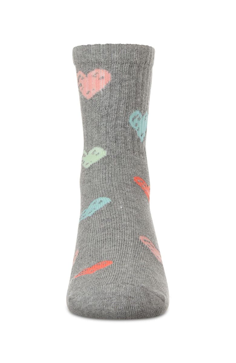 MeMoi Ribbed Graffiti Heart Crew Sock, Alternate, color, Med Gray Heather