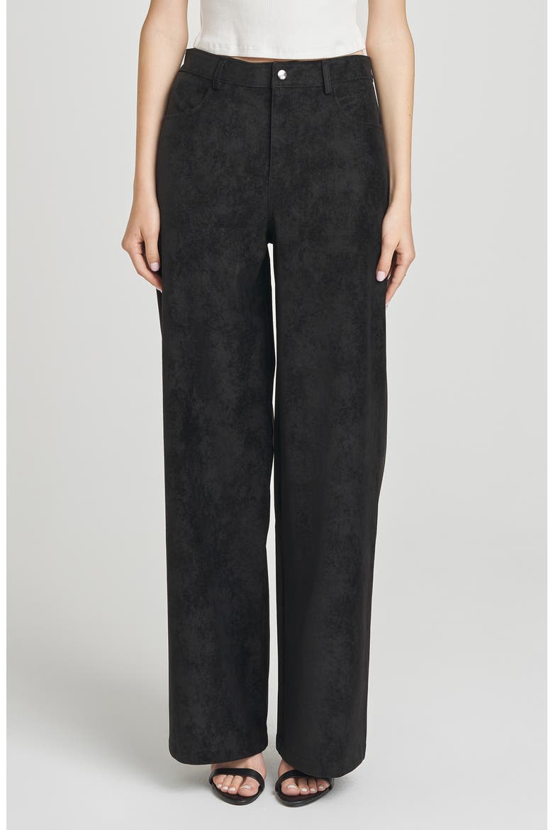 Freya Faux Suede Pants, Main, color, BLACK