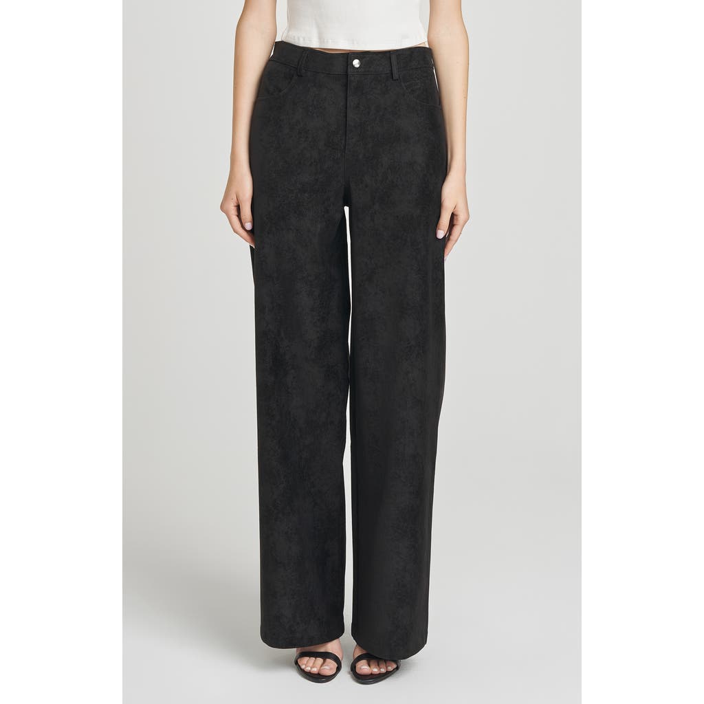 Wayf Freya Faux Suede Pants In Black