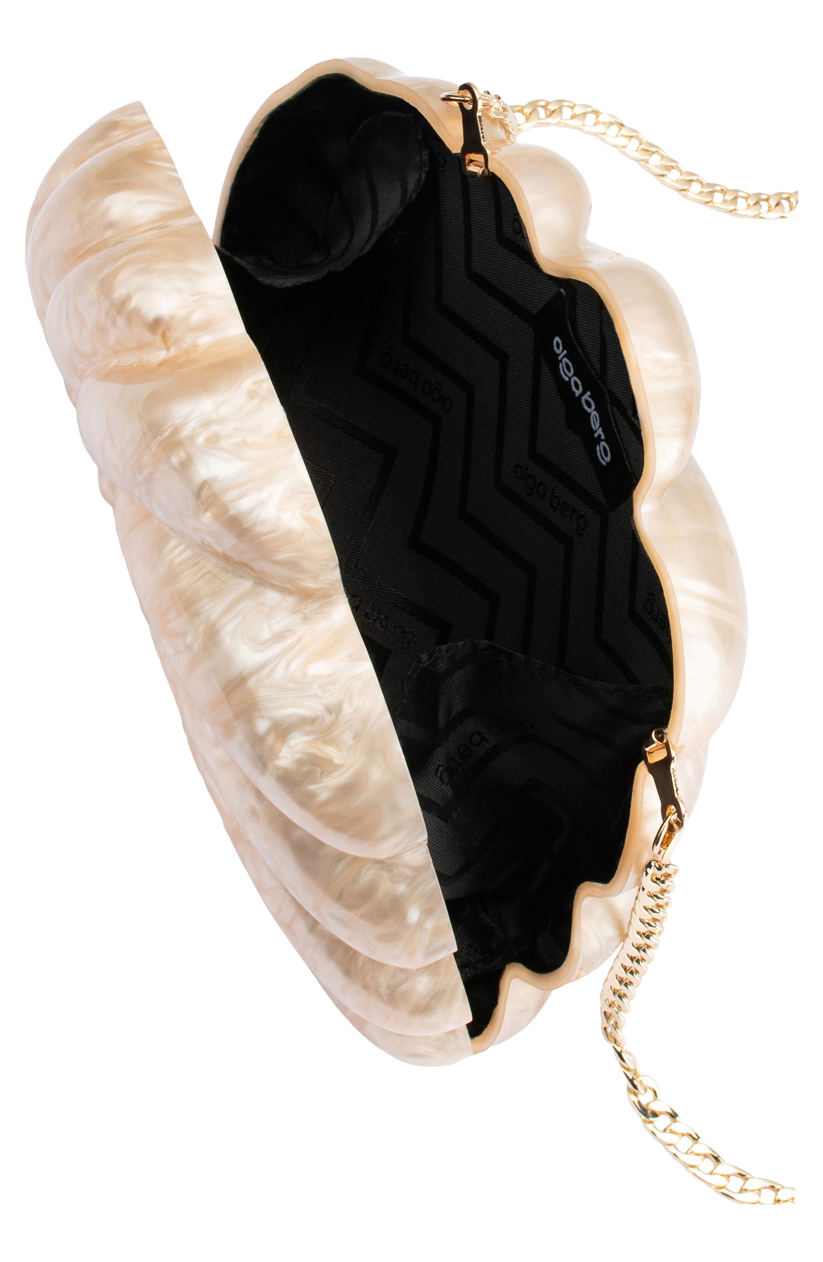 Olga Berg Indi Acrylic Shell Clutch, Alternate, color, Natural