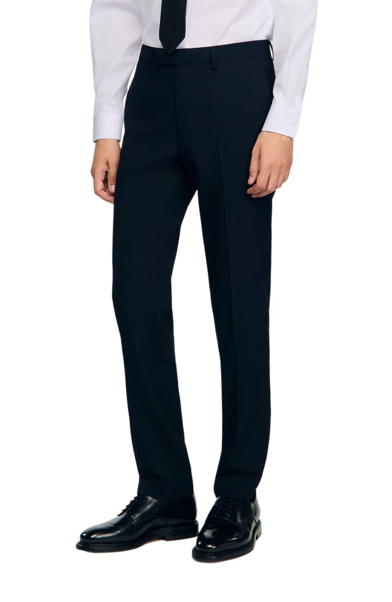 SANDRO Wool suit trousers, Main, color, Navy Blue