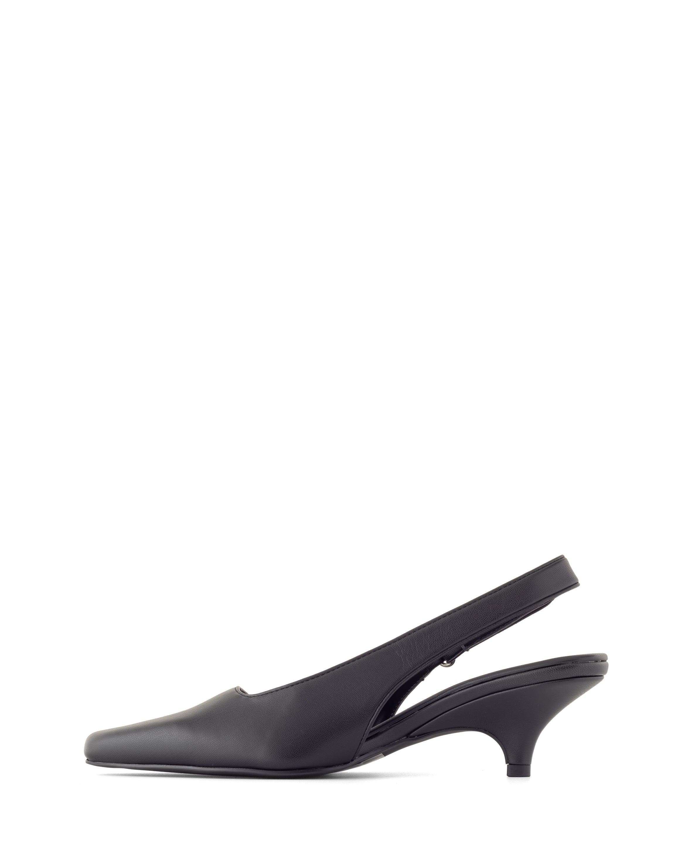 Newark Pointed-Toe Slingback Heel, Alternate, color, BLACK PU