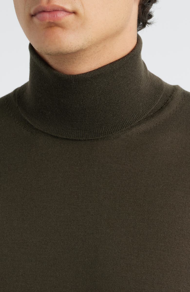 BOSS Musso Virgin Wool Turtleneck Sweater, Alternate, color, Open Brown