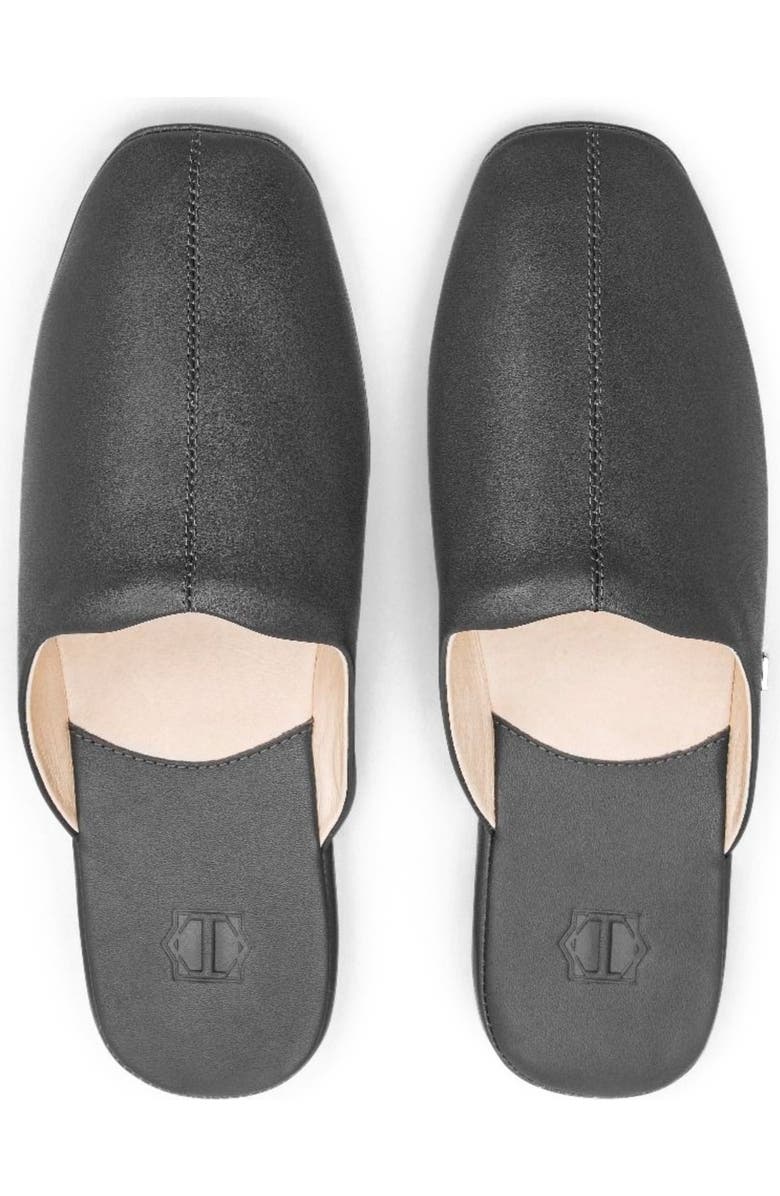 Togas Glen Men's Leather Slippers, Alternate, color, Grey