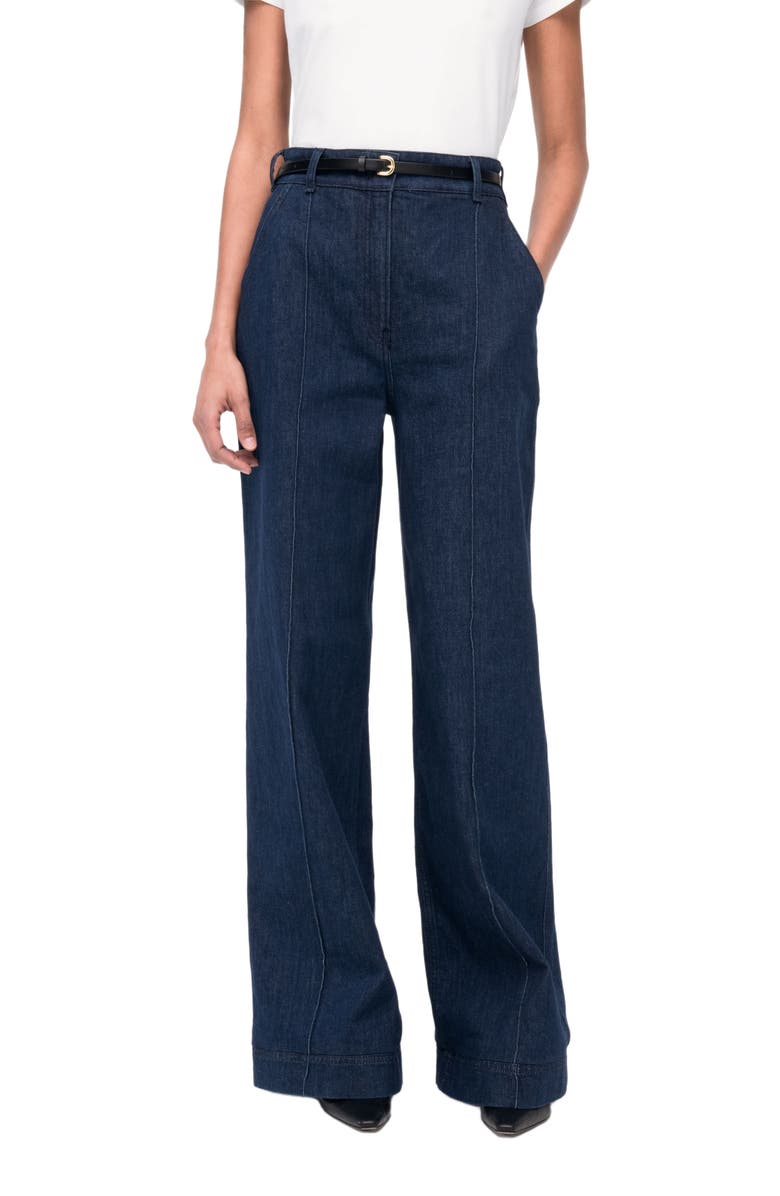 Another Tomorrow HIGH WAISTED DENIM TROUSER, Alternate, color, Dark Wash