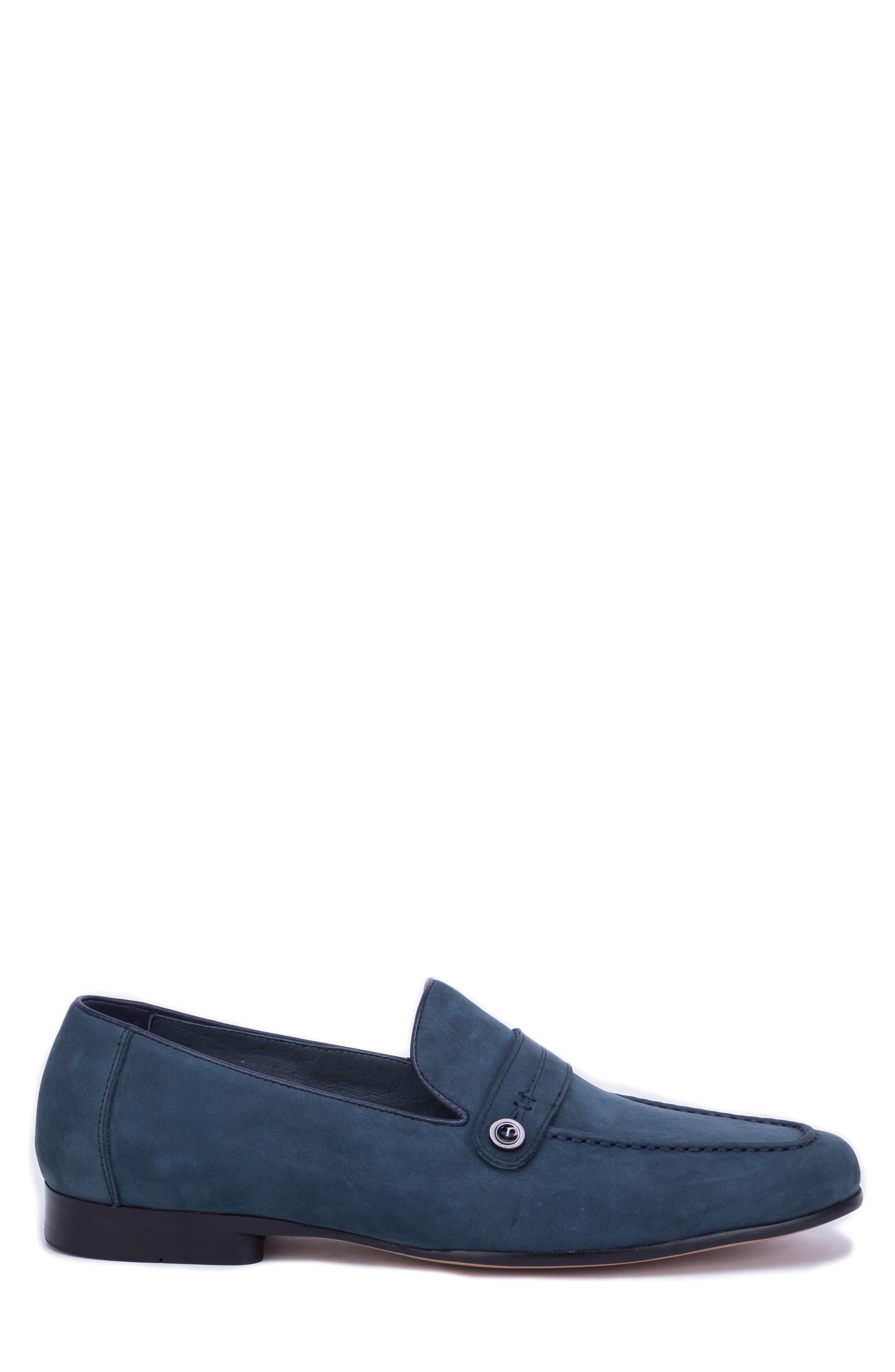 Norris Button Loafer, Alternate, color, BLUE LEATHER