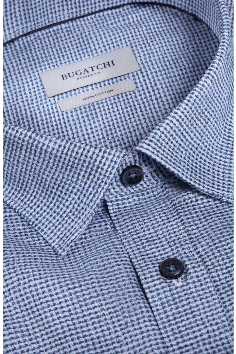 Julian Shaped Fit Houndstooth Cotton Button-Up Shirt, Alternate, color, CLASSIC BLUE