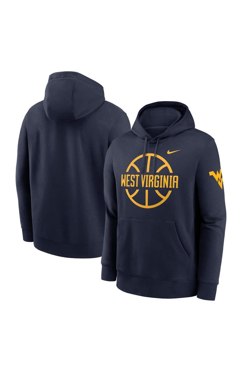 Nike Men's Nike  Navy West Virginia Mountaineers Basketball Icon Club Fleece Pullover Hoodie, Main, color, 