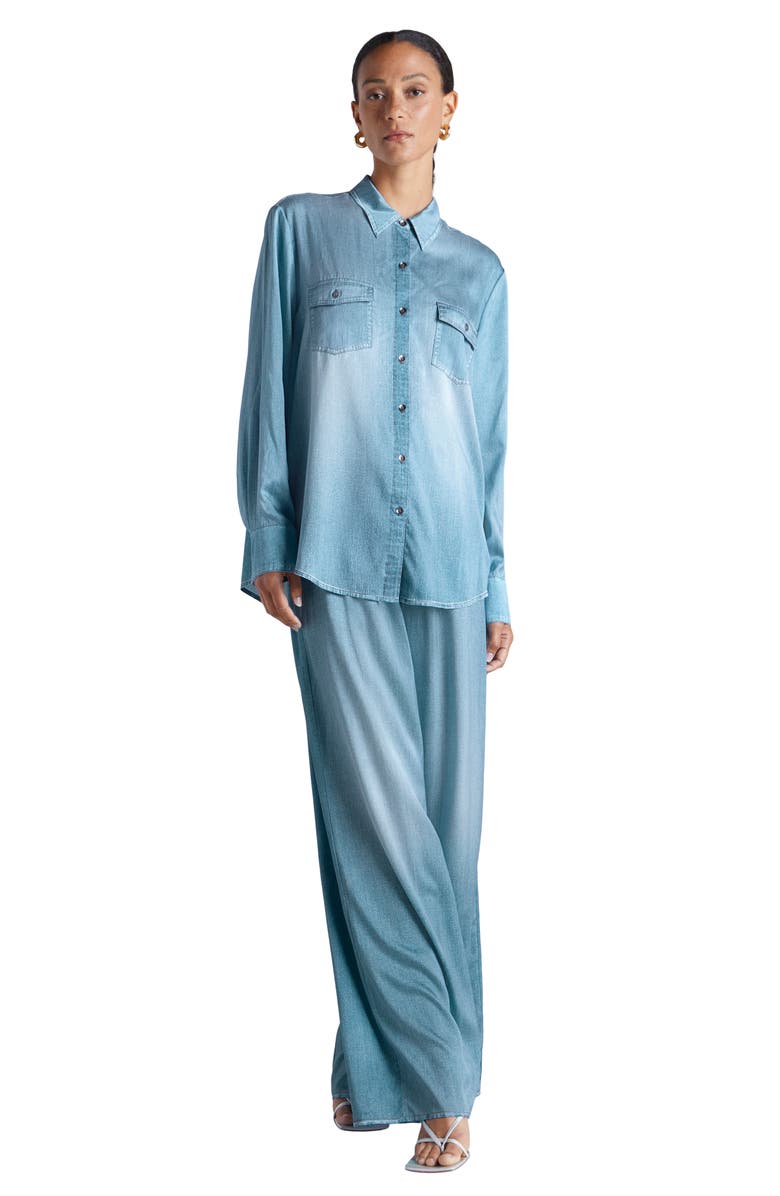 Splendid x Kate Young Stretch Silk Button-Up Shirt, Alternate, color, 
