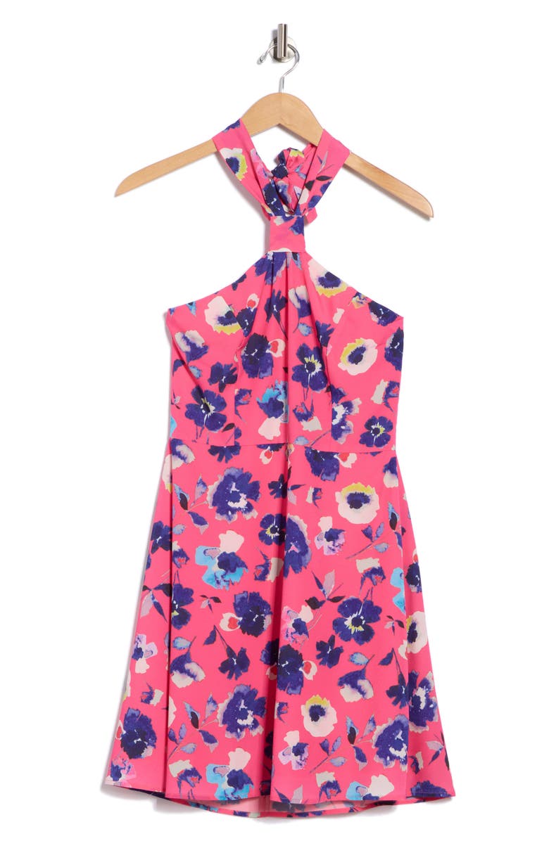 Hutch Kalena Halter Minidress, Alternate, color, Pink Multi Watercolor Floral
