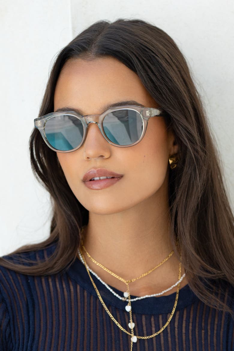 Cameron Round Sunglasses, Alternate, color, Crystal Gray