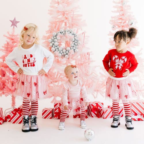 Sweet Wink Candy Cane Cutie Christmas Long Sleeve Shirt In White