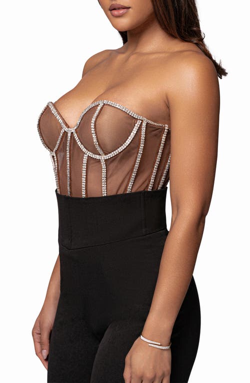 Jluxlabel Rhinestone Corset Top In Brown