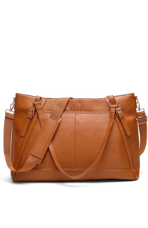 Elle Leisure Luxe 33l Vegan Leather Weekender Tote Bag | Black In Brown