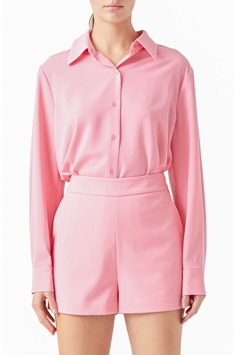 Solid Button-Up Shirt, Main, color, LIGHT PINK