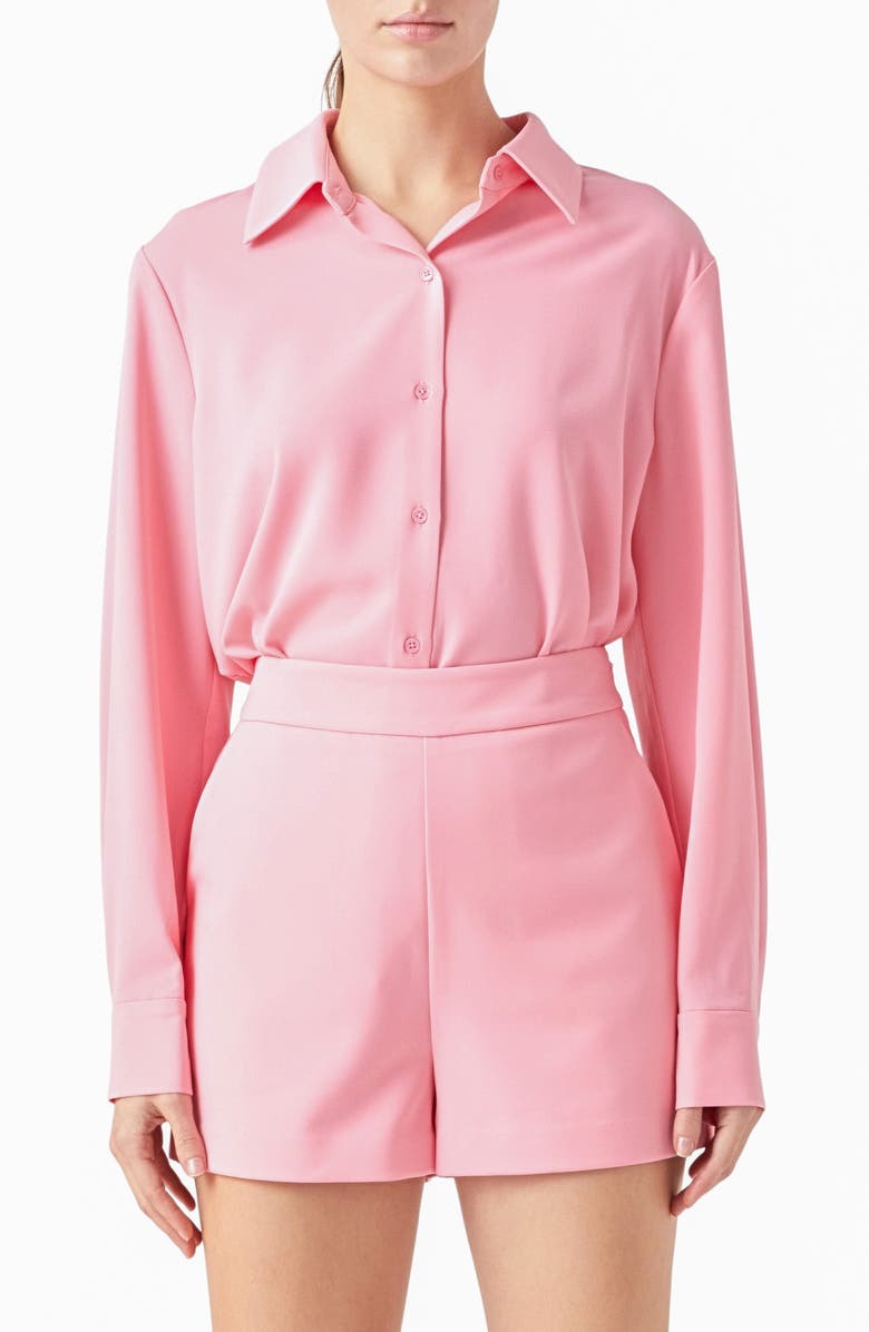 Endless Rose Solid Button-Up Shirt, Main, color, Light Pink