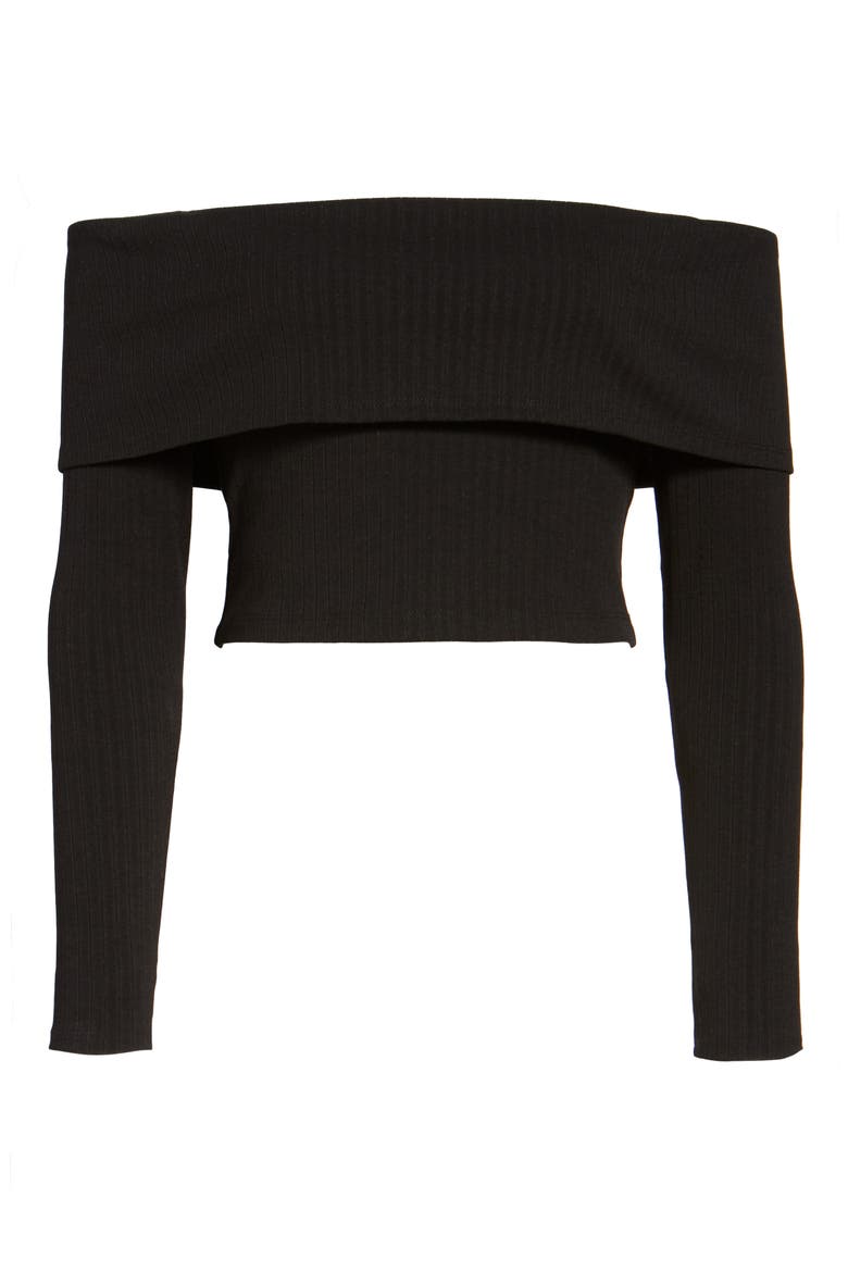 Costa Off the Shoulder Crop Top, Alternate, color, BLACK