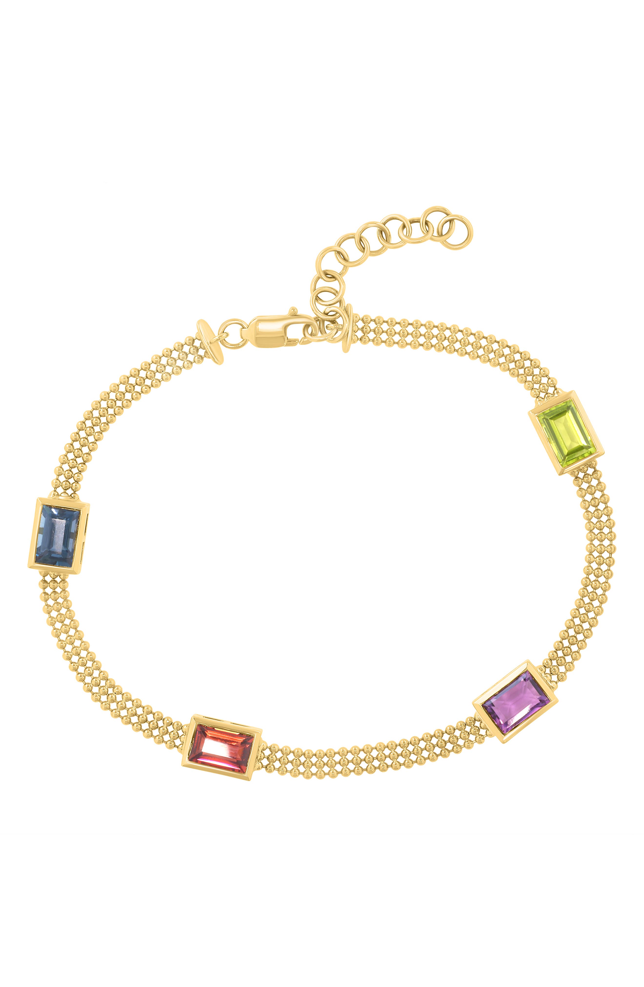 Semiprecious Stone Station Ball Chain Bracelet
